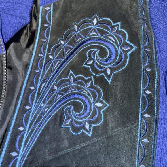 Bob Mackie Vintage Wearable Artsy Embroidered Suede Western Festival Jacket - Picture 7 of 9